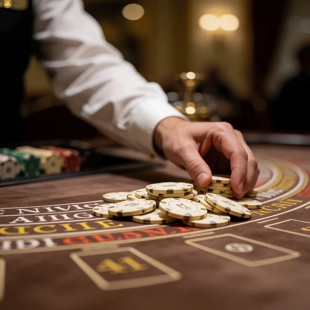 Casino chips on green felt at Kingsmere Retreat