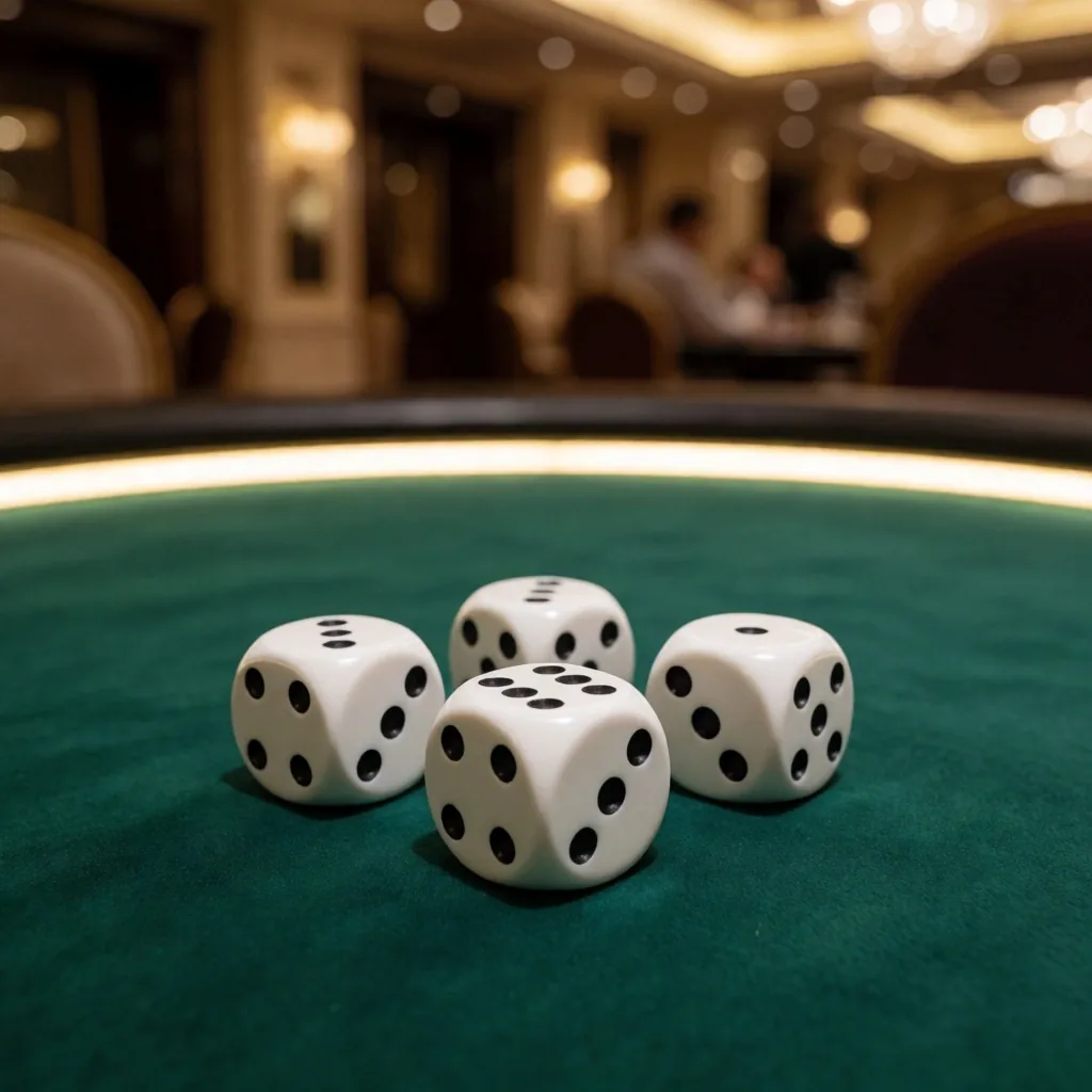 Gaming dice on felt