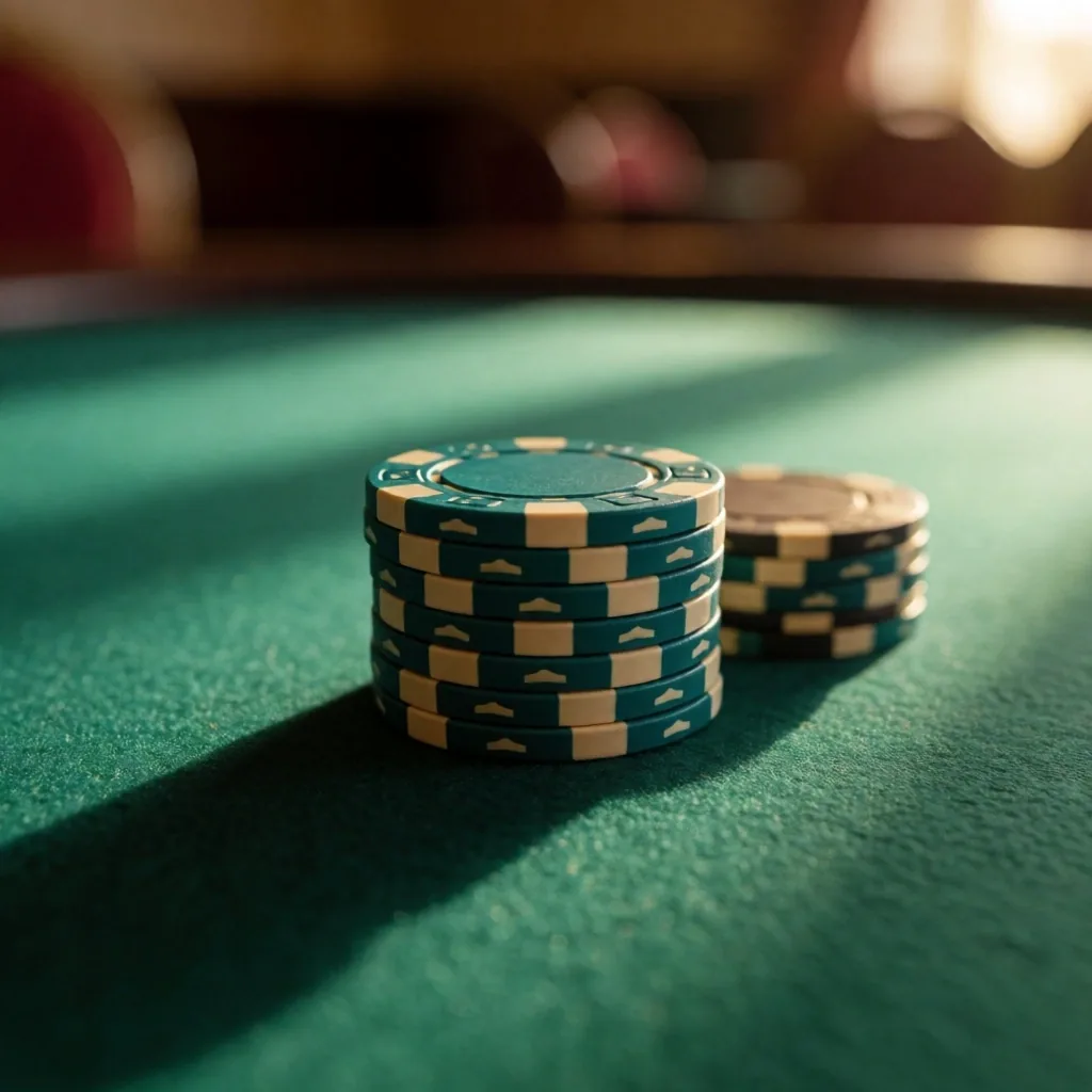 Gaming hall chips on felt
