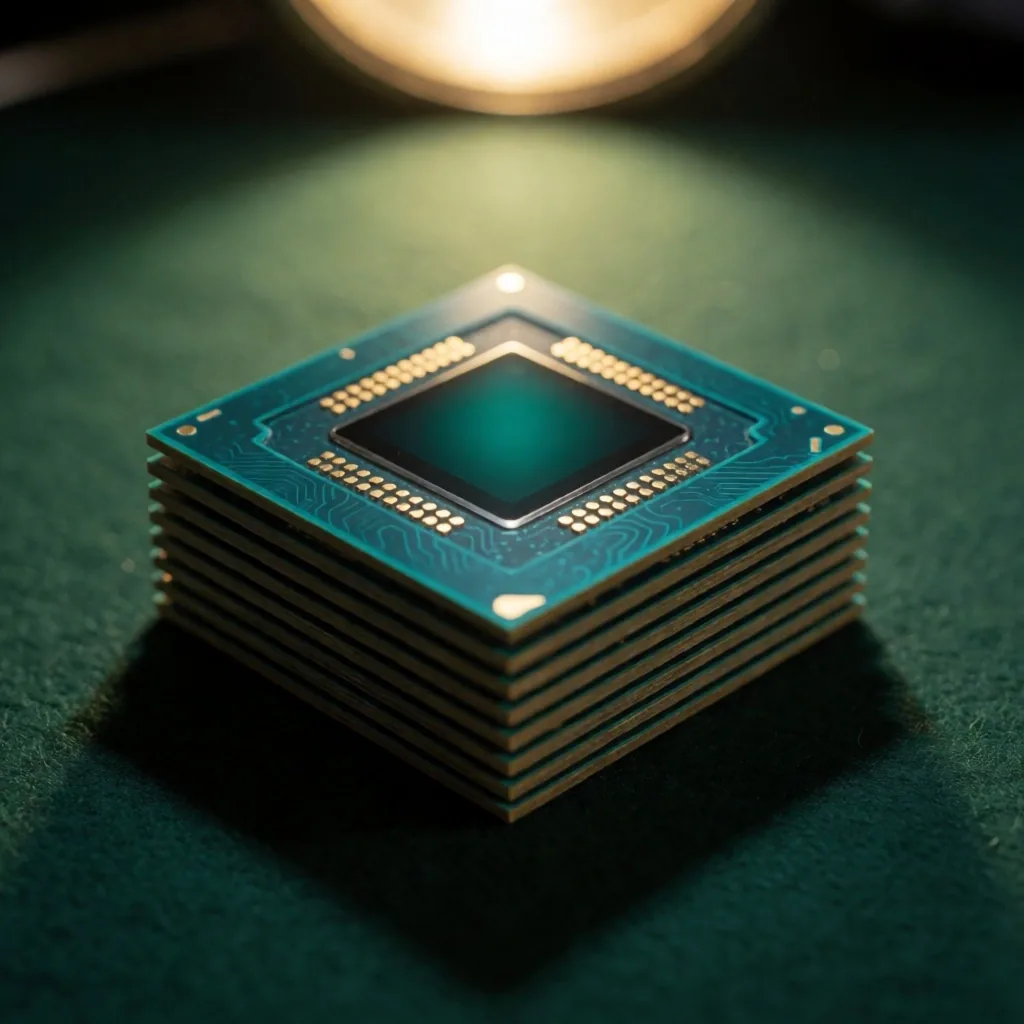 Gaming chips on felt surface in warm light
