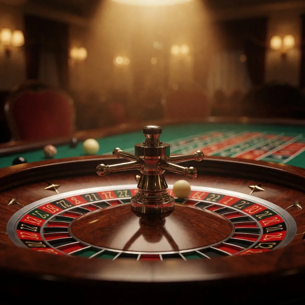 Roulette wheel in warm light