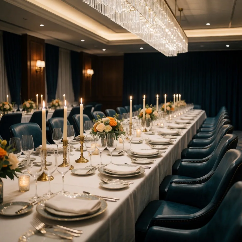 Private event room set for a formal dinner at Kingsmere Retreat Christchurch