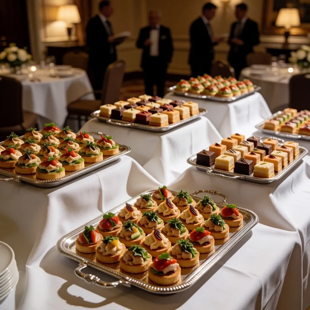 Corporate catering setup at Kingsmere Retreat function room