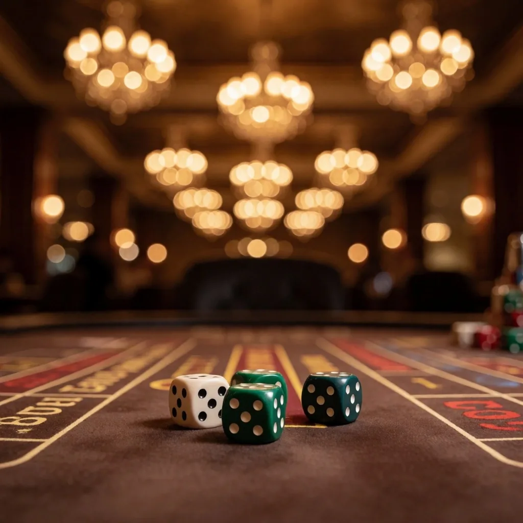Casino dice on green baize
