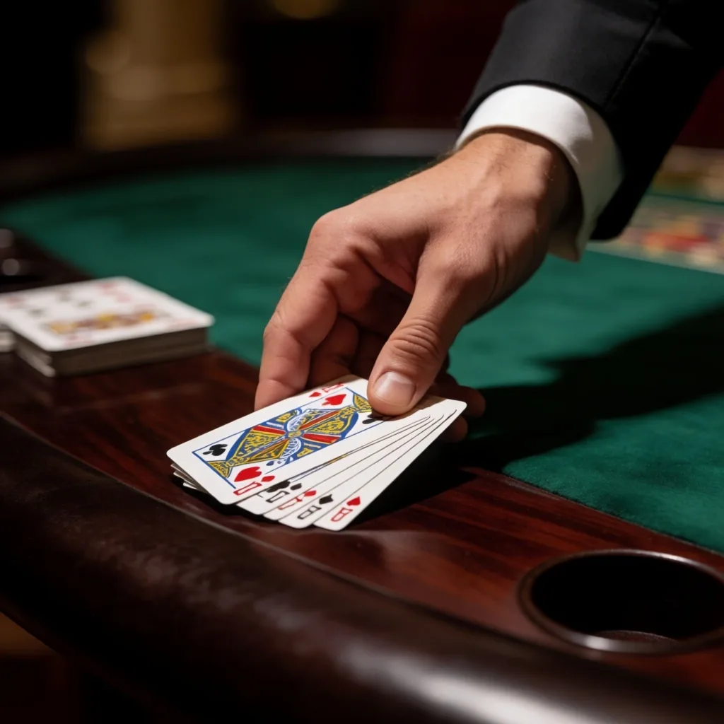 Playing cards on gaming felt